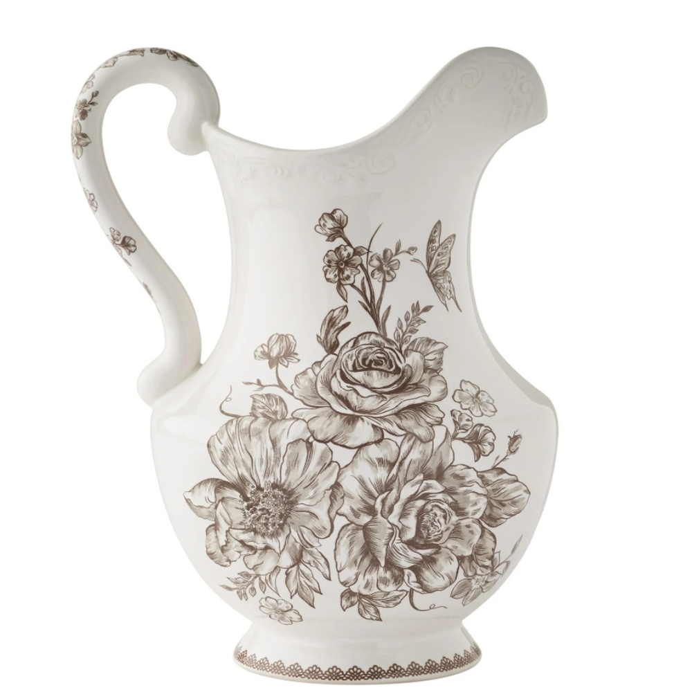 ❤️ 2025 The Pioneer Woman Agatha Brown Floral 2 Quart Pitcher